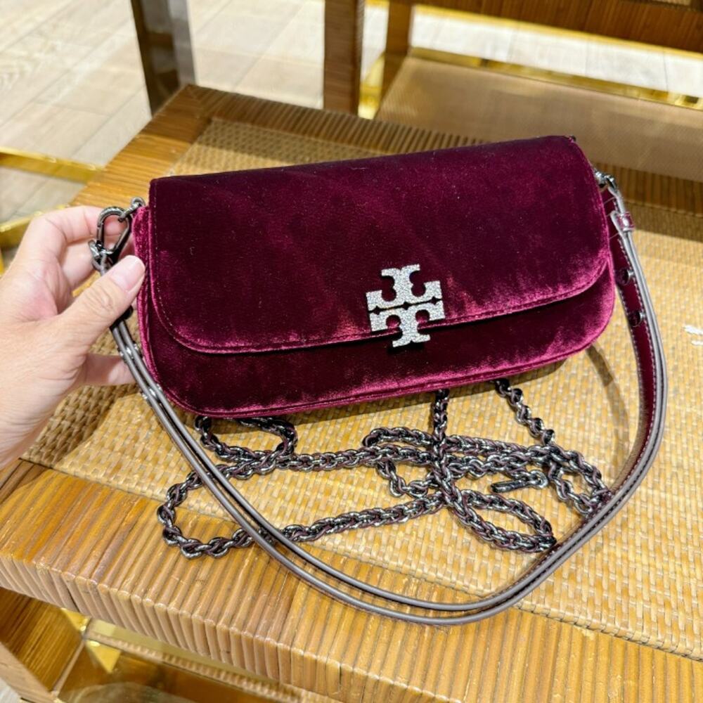 New‼️Tory Burch Britten Velvet Pave Convertible Crossbody 182423 $675